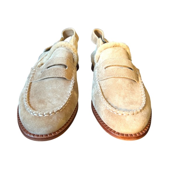 Dolce Vita Hardi Slingback Loafers Beige Suede Shearling Lined Womens Sz 10 NEW - Picture 2 of 8